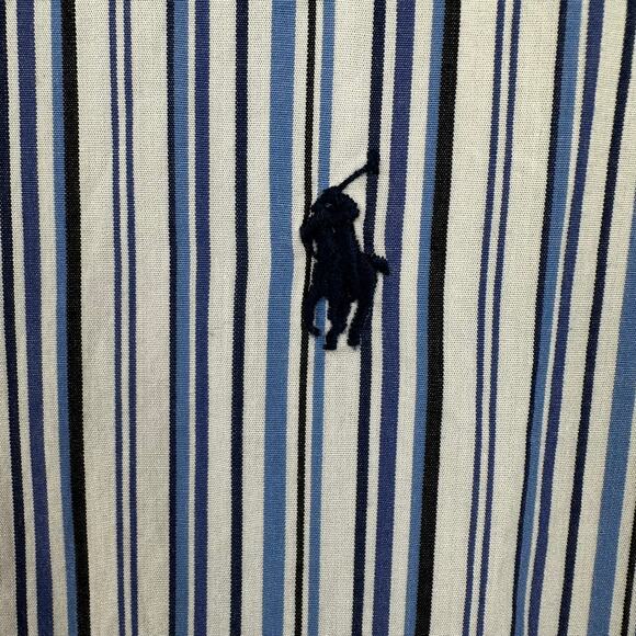 Ralph Lauren Striped Button Down Short Sleeve Custom Fit Preppy Blue Men's XXL - Picture 3 of 10